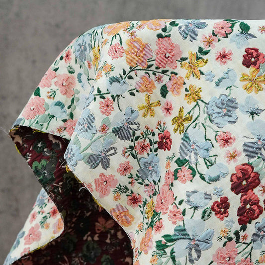 Flower Jacquard Fabric: Retro 3D Design, Upholstery & Sewing - 54" W
