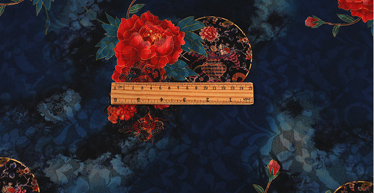 Red Floral Print Fabric: Polyester Spandex Blend, 59" Wide