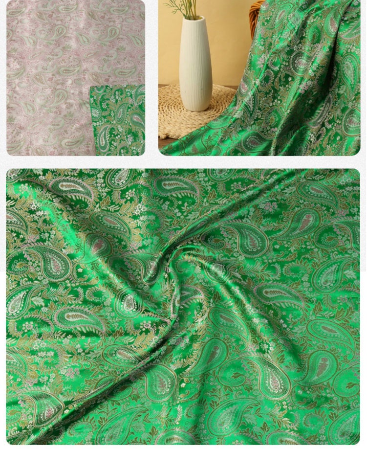Tissu brocart à motifs cachemire : tissu pour coussin Cheongsam en rayonne (150 cm de large)