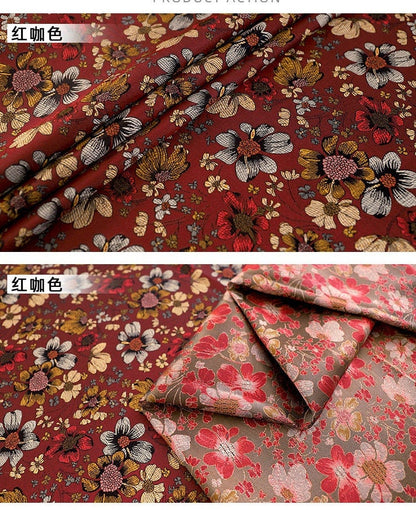 Tissu jacquard à motif floral Marigold : mélange soie-rayonne, 89 cm de large