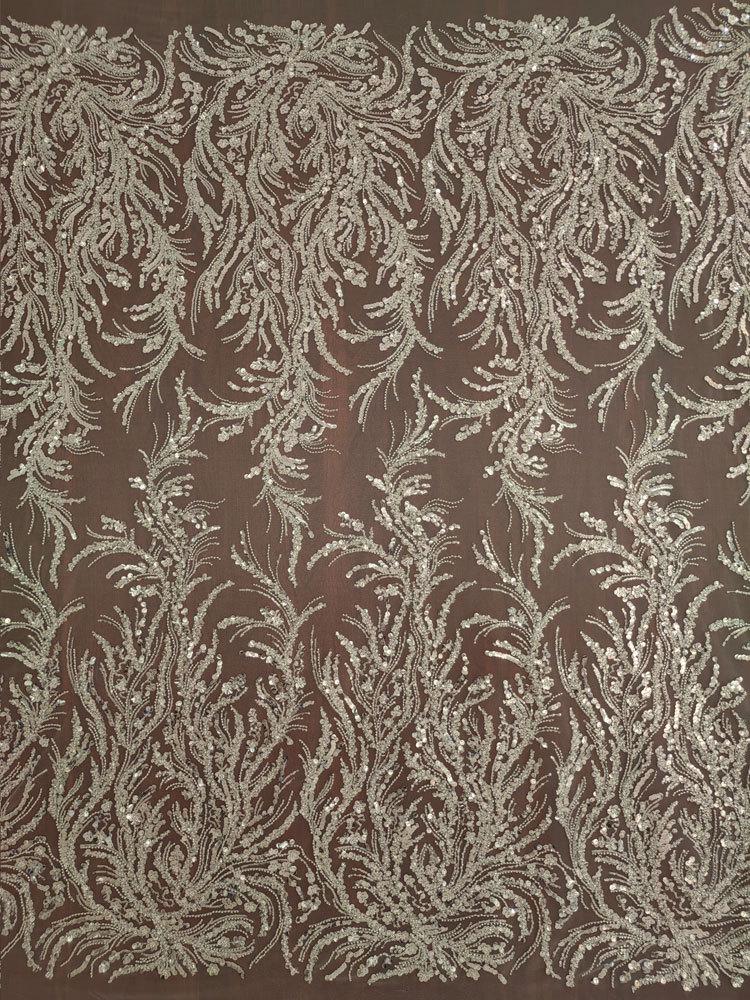 Beaded Silver Sequin Lace Fabric: Bridal Wedding Veil, DIY Accessory