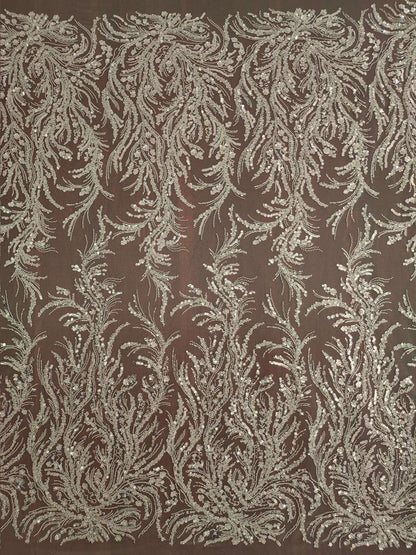 Beaded Silver Sequin Lace Fabric: Bridal Wedding Veil, DIY Accessory