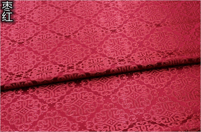 Silk Brocade Fabric: Mongolian Tibetan Style, 29.5"W, Costume & Decor