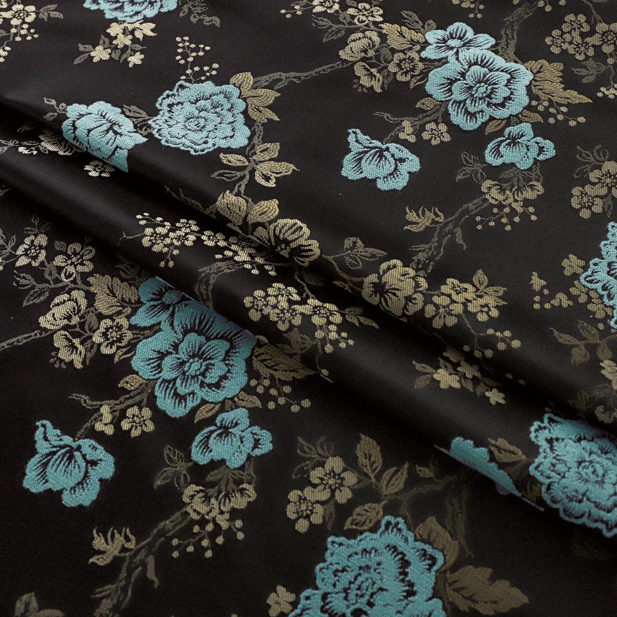 Floral Brocade Fabric: 59"W Chinese Silk Blend for Sewing & Upholstery