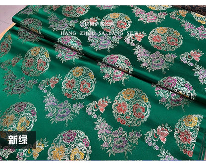Tissu brocart de soie à motifs floraux : Qipao Cheongsam chinois multicolore, 75 cm de large