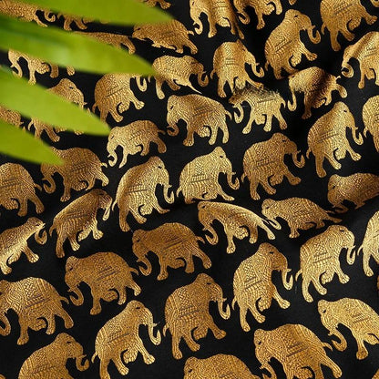 Gold Thread Elephant Jacquard Fabric: 3D Texture Upholstery, 55"W