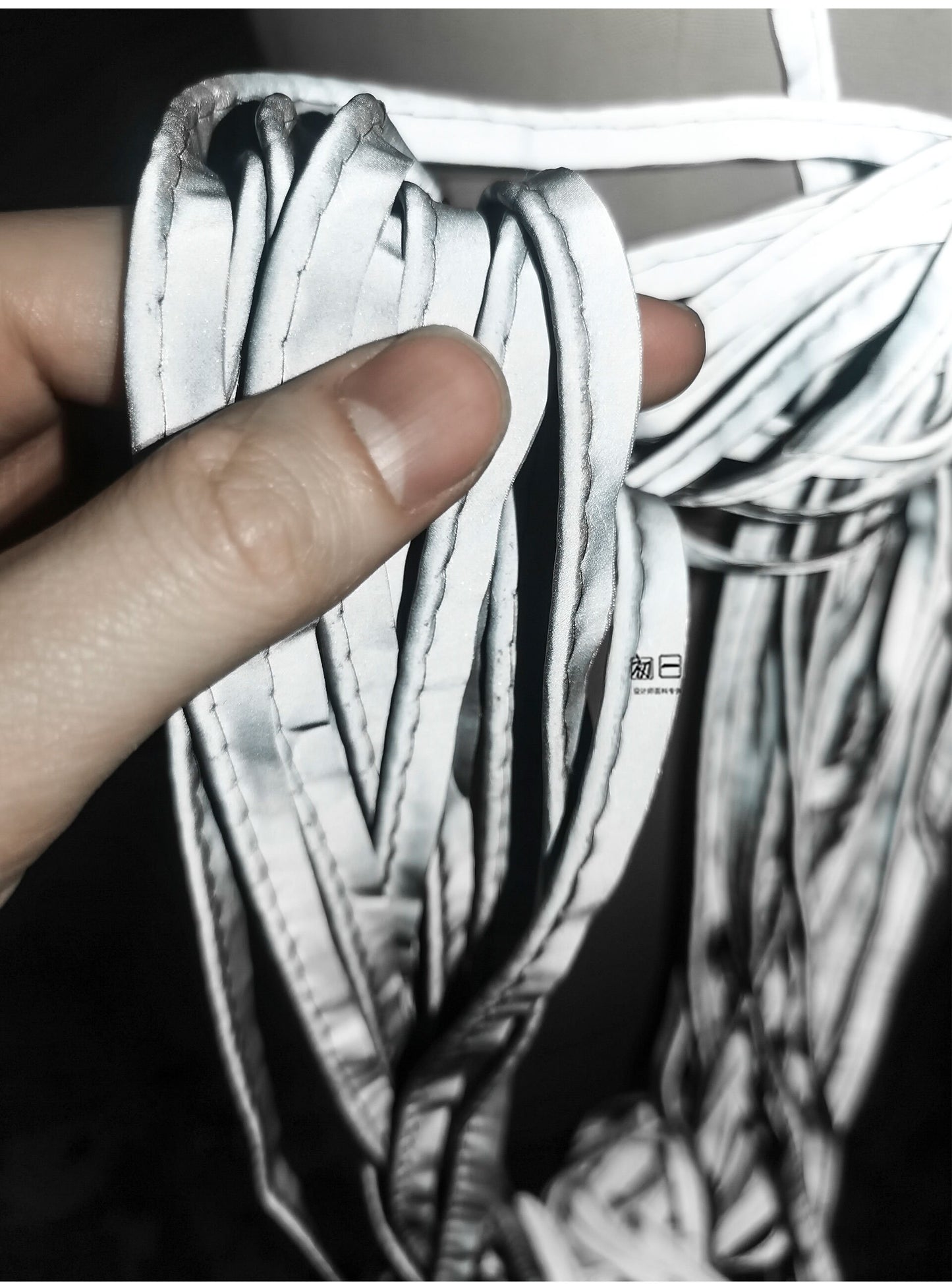 High Visibility Reflective Fabric Strip: Silver Luminous Rope Edging