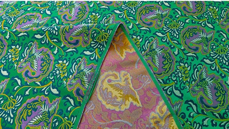 Orchid Butterfly Brocade Satin Fabric: 59" Wide Chinese Style