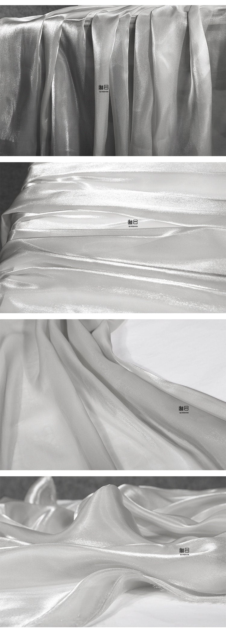 Tissu satiné semi-transparent : matière douce et brillante, 150 cm de large, pour costumes et décoration