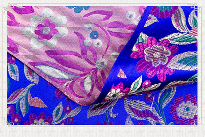 Floral Leaf Brocade Fabric: Chinese Style Silk Rayon Blend, 35" Wide