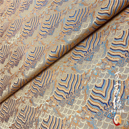 Wave Silk Brocade Fabric: Jacquard Damask, Upholstery & Costume (29.5"W)