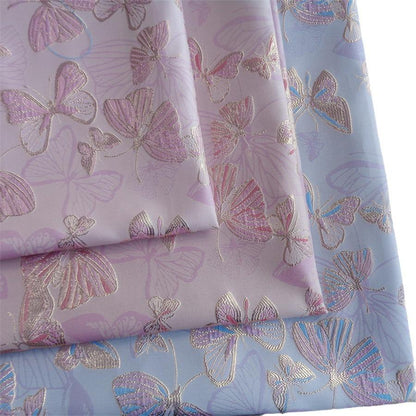 Butterfly Jacquard Fabric with Gold Thread: 58" Wide, By The Meter