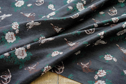 Floral Jacquard Chenille Fabric: 59"W Upholstery Sewing Material