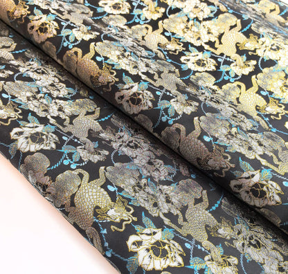 Kirin Peony Brocade Fabric: 59"W Chinese Upholstery Sewing Material