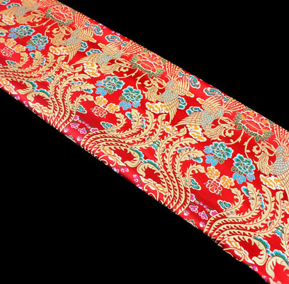 Gold Phoenix Brocade Fabric: Chinese Wedding Cheongsam Silk (58"W)