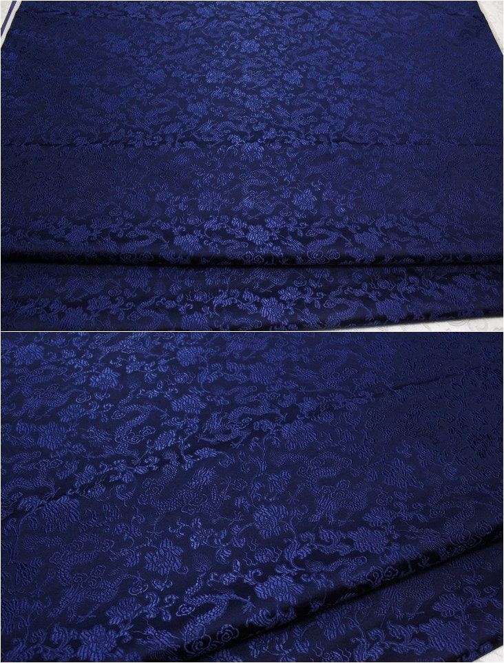 Dragon & Flower Brocade Fabric: Multi-Color Silk Rayon Blend, 29.5" Wide