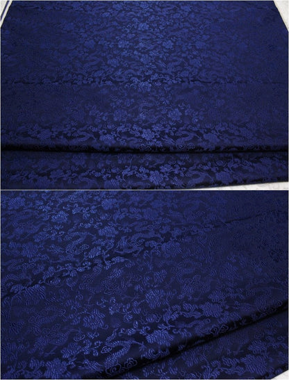 Dragon & Flower Brocade Fabric: Multi-Color Silk Rayon Blend, 29.5" Wide
