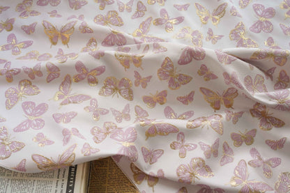 Gold Thread Butterfly Jacquard Fabric: 59" Wide, Upholstery & Drapery By Meter
