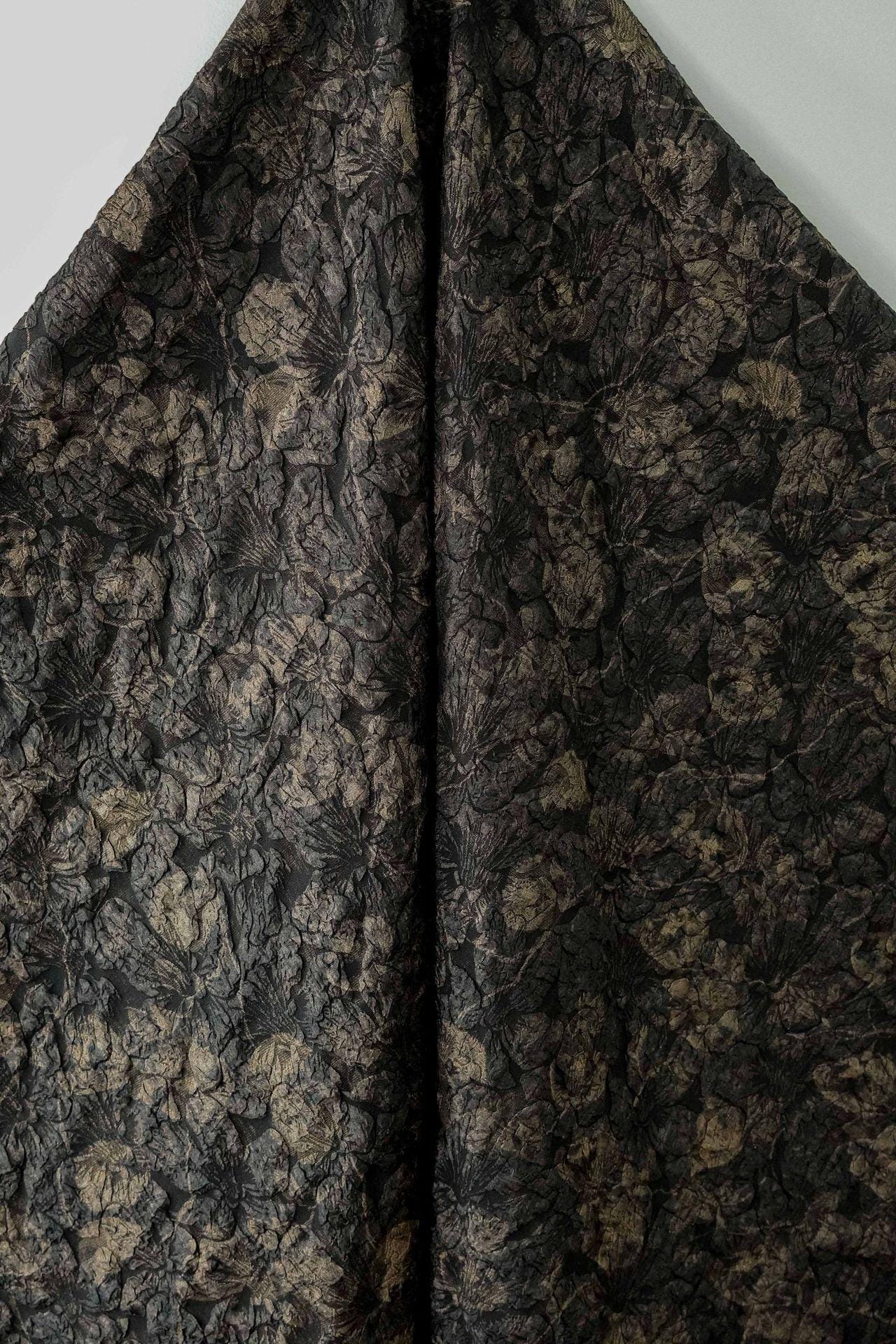 Embossed Gold Floral Jacquard Fabric | Luxury Home Decor, 59" Wide