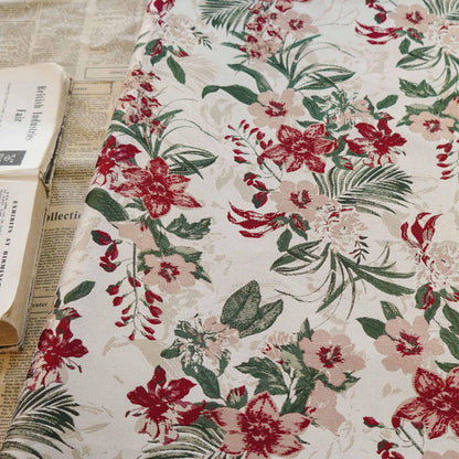 Floral Jacquard Woven Fabric: Embossed Oil Painting Style, 58"W
