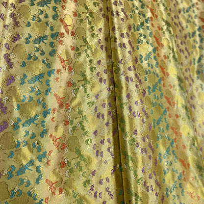 Crane Jacquard Satin Fabric: Autumn Green Brocade, Cheongsam Sewing Fabric