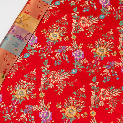 Floral Silk Brocade Fabric: 59"W Rayon Upholstery & Drapery - By The Meter