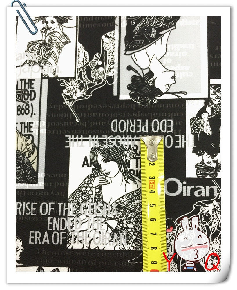 Geisha Pattern Cotton Spandex Fabric: Sewing Material for Kimono, Costume