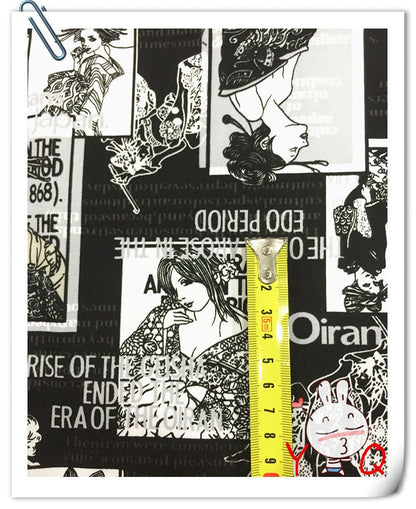 Geisha Pattern Cotton Spandex Fabric: Sewing Material for Kimono, Costume