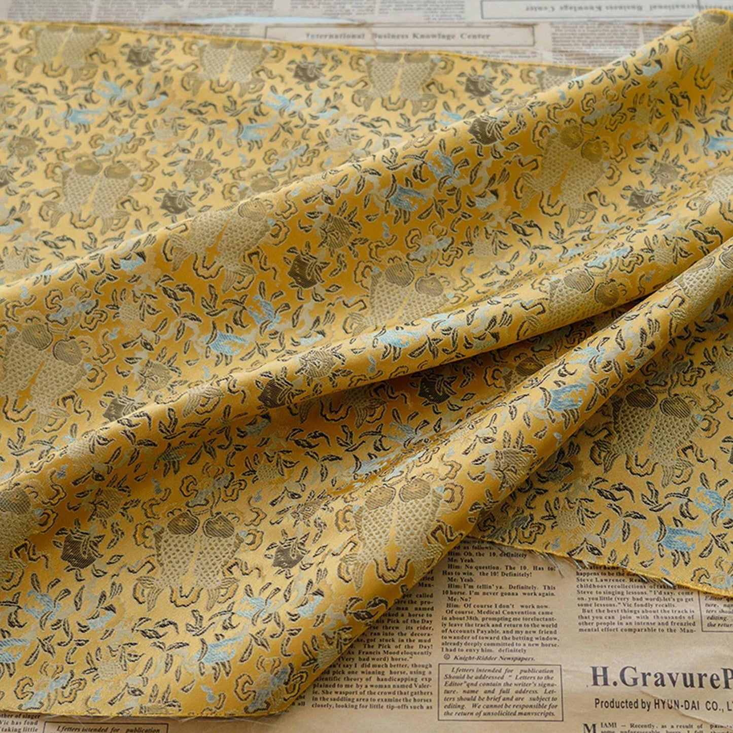 Pisces Fish Brocade Fabric: 58"W Chinese Style Sewing Material