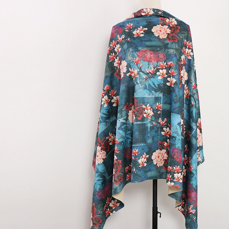Floral Faux Suede Spandex Fabric: 59" Wide Upholstery, Apparel