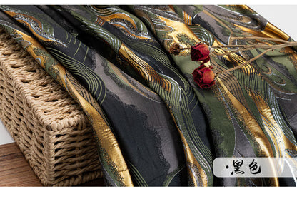 Japanese Nishijin Silk Brocade Fabric: 3D Wave Jacquard, Upholstery & Sewing, 29.5"/59" Wide