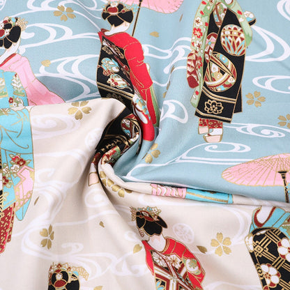 Tissu en coton et élasthanne à motif geisha : matériel de couture pour kimono