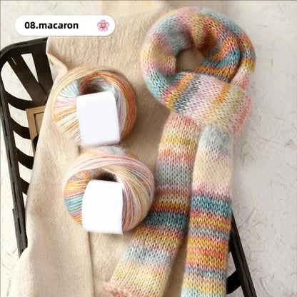 Fil de soie mohair arc-en-ciel : laine à tricoter dentelle teinte à la main