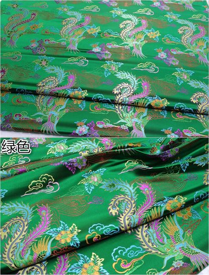 Tissu brocart Phoenix : Robe de mariée chinoise Cheongsam en satin de soie