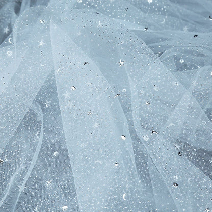 Galaxy Organza Fabric: Silver Foil Sheer Wedding Material