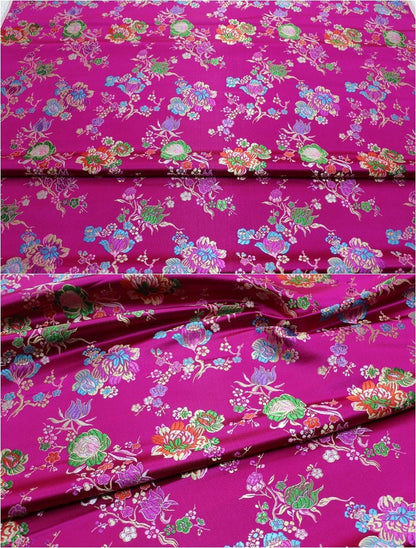 Floral Brocade Fabric: Chinese Style Silk Rayon Blend (29.5" Wide)