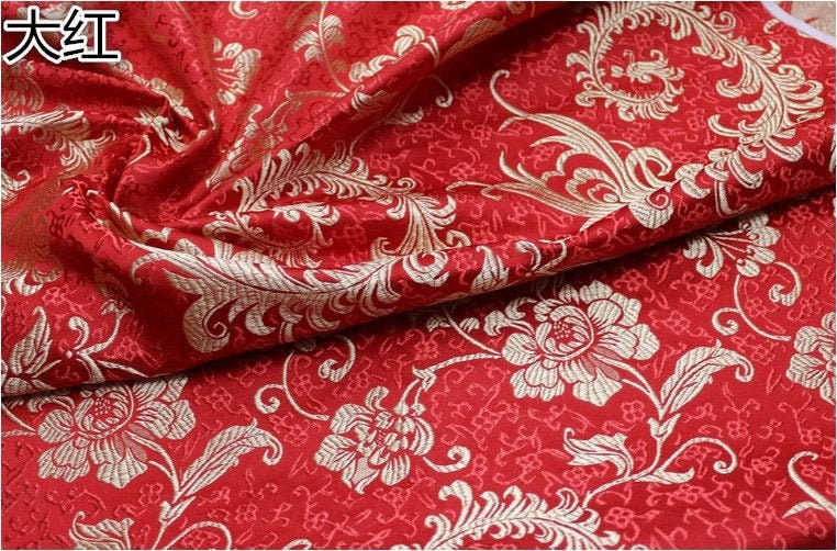 Chinese Silk brocade woven damask fabric cheongsam cushion Phoenix tail pattern