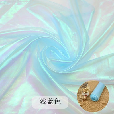 Iridescent Symphony Organza Fabric: Shimmering Crush Glass Yarn, 59" Wide