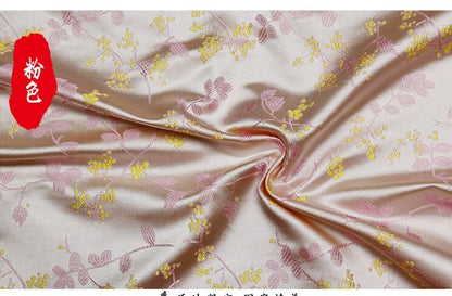 Tissu brocart à motifs floraux : mélange de soie et de rayonne de style chinois, 75 cm de large