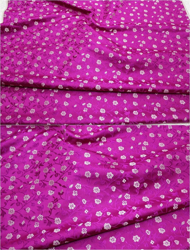 Floral Brocade Fabric: Chinese Style Silk Rayon Blend, 29.5" Wide