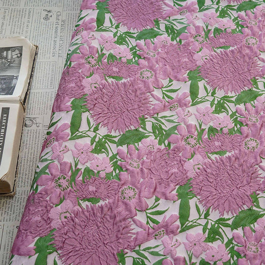 Tissu jacquard rose vintage : tissu d'ameublement tissé en relief 3D, idéal pour costumes et sacs à main - 137 cm de large