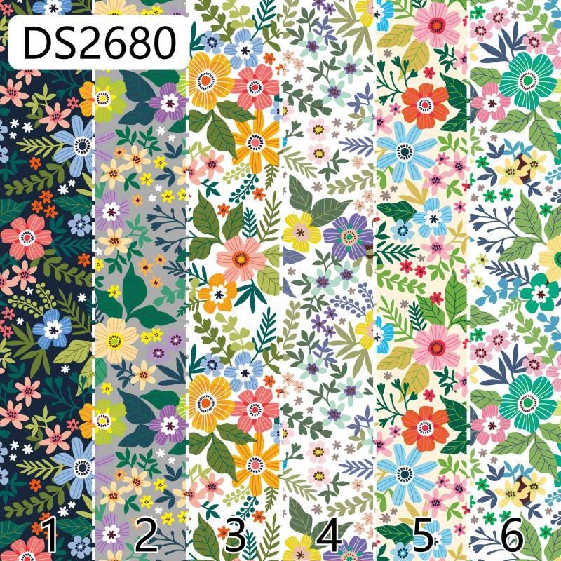 Floral Cotton Fabric: Colorful Small Flower Print, Soft DIY Sewing Material