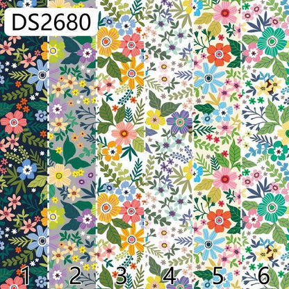 Floral Cotton Fabric: Colorful Small Flower Print, Soft DIY Sewing Material