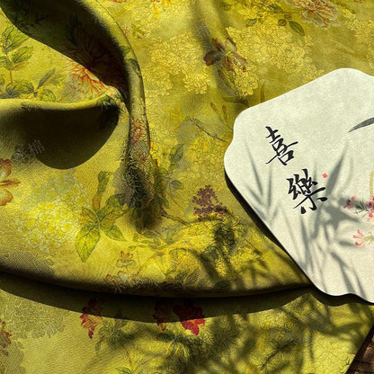 100% Rayon green Jacquard Xiangyun Brocade Fabric: 59"W Upholstery & Costume