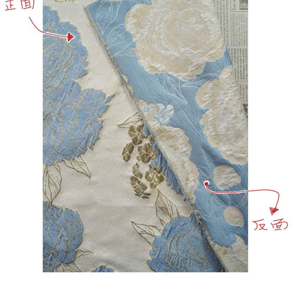 Elegant Embossed Gold Thread Floral Jacquard Fabric ��� Luxury Dress & Home Decor Texti"Wide