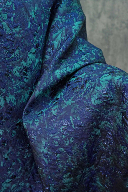 Dark Blue Jacquard Fabric: Retro 3D Texture, Upholstery & Sewing, 59" Wide