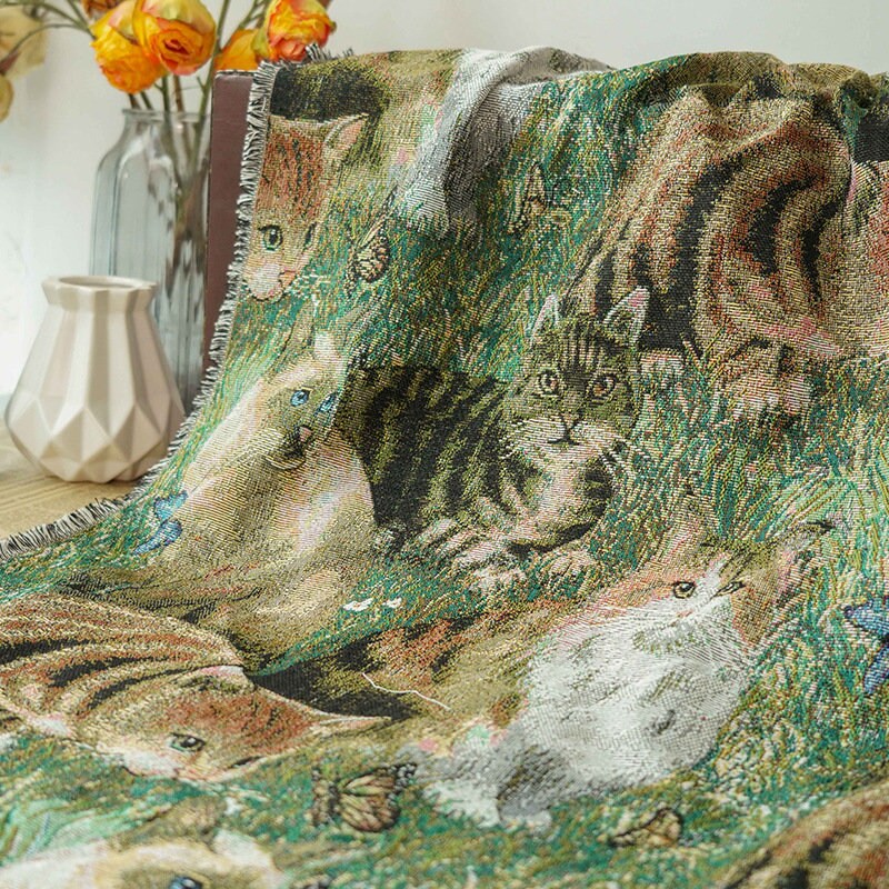 Cat Jacquard Fabric: Autumn Winter Upholstery, Sewing Material (59"W By 1 Meter)