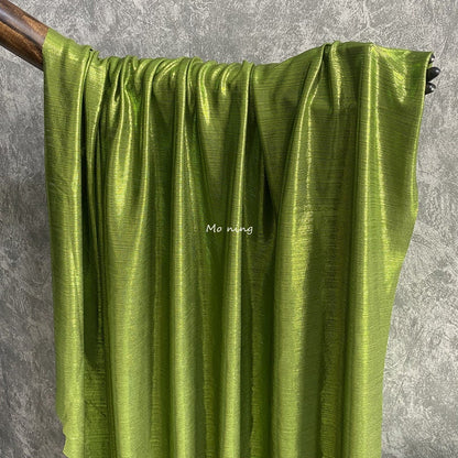 Apple Green Shiny Stretch Metal Fabric: 59" Wide, Stiff Texture