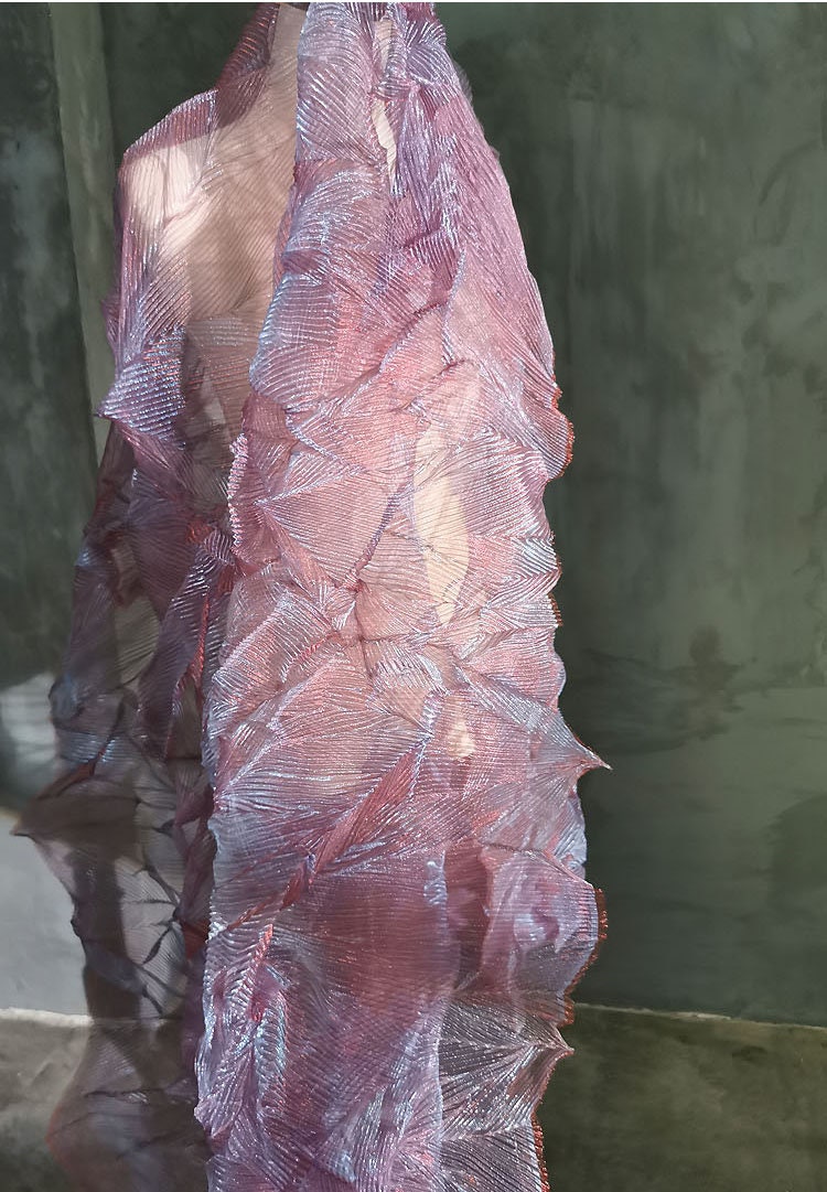 Pleated Crepe Fabric: 57"W Designer Material