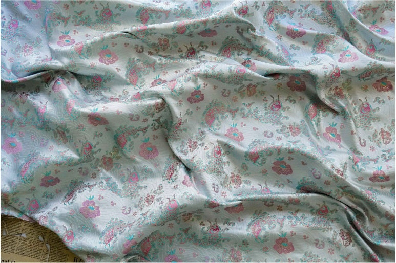 Lucky Fish Jacquard Brocade Fabric: 59" Wide Rayon Damask
